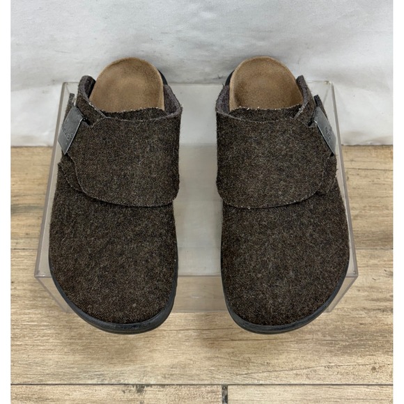 Men's Betula Brown Wool Blend Clogs Adjustable Buckle Slip On Comfort Slides - Picture 1 of 11